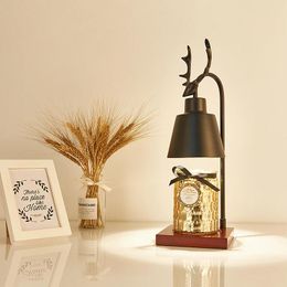 Candle Holders Wooden Base Electric Intelligent Wax Melt Lamp Metal European Candlestick Centrepiece Kandelaar Room Decor