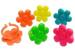 Party Favour 10 Smile Flower Happy Girls Kids Rings FunDesign For Vending Machine Cake Bag Pinata Filler Supply Novelty Birthday Favours