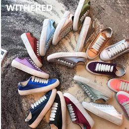 Fitness Shoes Withered Ins Fashion Blogger High Street Vintage Silk Satin Comfort Colorful Women Sneakers Woman Plus Size