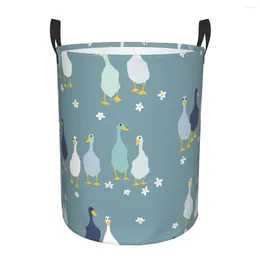 Laundry Bags Basket Funny Walking Gooses With Flowers Cloth Folding Dirty Clothes Toys Storage Bucket Household