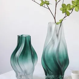 Vases Light Luxury Vase Gradation Decoration Living Room Home Decor Creative Exquisite Flower Pot Long Branch Table Glass Bottle