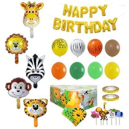 Party Decoration 68PC Animal Theme Birthday Balloon Set With Cake Ribbon Lion Giraffe Leopard Monkey Aluminum Film