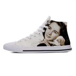 Casual Shoes All Over Men Funny Plimsolls Elizabeth Taylor Movie Star Graphic Lightweight High Top Board Latest Canvas