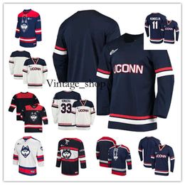 Vin NCAA UCONN Huskies Hockey Jersey Matt Scherer Sean Erickson Alex Gerke Matt Grogan Brant Harris Scott Tomes Brad Smith Maxim Letunov Ta