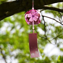 Decorative Figurines Japanese Wind Bell SakuraWind Chimes Kawaii Room Decor Glass Hanging Craft Blossom Pendant Decoration