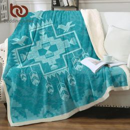 Blankets BeddingOutlet Blue Style Birds Sherpa Fleece Blanket Minimalism Feather Super Warm Soft Kids Adults Bedroom Decor Gifts