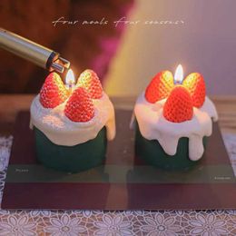 5Pcs Candles Ins Strawberry Cake Candle Cream Essential Oil Food Candles Birthday Party Wedding Favour Customised Christmas Scented Candle