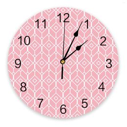 Wall Clocks Geometric Texture Graphics Pink Bedroom Clock Large Modern Kitchen Dinning Round Living Room Watch Home Decor