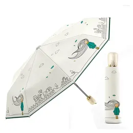 Umbrellas Fashion Princess Rain Women Automatic Folding Sun Umbrella Waterproof Anti UV Paraguas Portable Female Gift