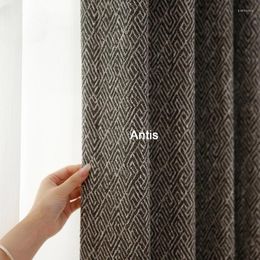 Curtain Customised Wool Zigzag Jacquard Thickened Blackout Sound Insulation Curtains For Living Room Bedroom French Window Finished