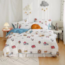 Bedding Sets Four-piece Bedroom Bed Fashionable Pure Cotton Warm Quilt Cover Cartoon Children's Student Dormitory Family Sheet Set