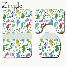 Bath Mats Zeegle 3 Pcs Microfiber Printed Anti Slip Bathroom Mat Set Coral Fleece Floor Washable Toilet Rugs