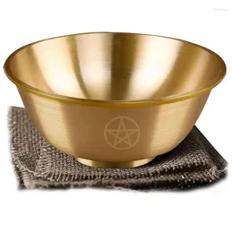 Decorative Figurines Altar Bowl Triple Moon Pentacle Copper Offering Buddhist For Yoga Meditation Supplies Incense Burner Smudging