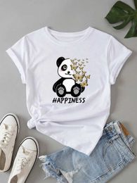 Women's T-Shirt Printing T shirts Cute Pandas And Butterflies Female Strt Hip Hop tops Summer Breathable Clothes Casual Fashion Leisure ts Y240509