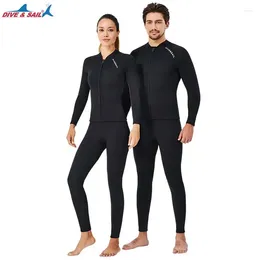 Women's Swimwear 2MM Neoprene Premium Diving Suit For Men Women Wetwuit Pants Split Body Jacket-pants Black Long Sleeves Keep Warm
