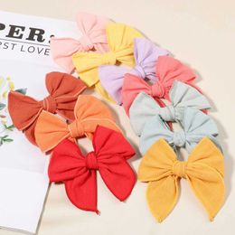 Hair Accessories 2pcs/set Sweet Cotton Solid Handmade Bows Hair Clips Girls Bowknot Hairpin Barrette Headwear Kid Baby Hair Accessories Wholesale