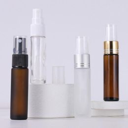 Wholesale 10ml Glass Perfume Spray Bottles Amber Clear Frosted with White Black Silver Gold Pump Sprayer Gbajc Arxlt