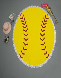 Round Tassel Baseball Softball Beach Towel Microfiber Volleyball Basketball Football Bath Towel Yoga Mat 150cm7579473