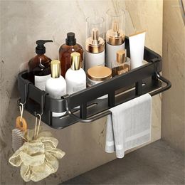 Kitchen Storage Wall Mounted Utensil Holder Stainless Steel Shelf Nail-Free Rack Cutlery With Hook Cabinet Organizer