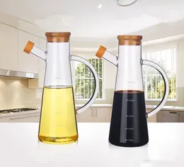 Storage Bottles 1PC 500ml Glass Olive Oil Vinegar Pot Dispenser Can Cruet With Handle & Lid Bottle JO 1089