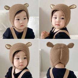 02 Years Baby Hat Autumn Winter Ear Rabbit Knitted Kids Girls Boys Cute Wool Accessories born 240430