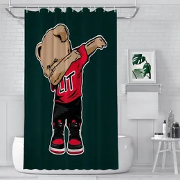 Shower Curtains Cute Dabbing Bathroom Teddy Bear Waterproof Partition Unique Home Decor Accessories