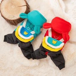 Dog Apparel Pet Warm Jumpsuit Autumn Winter Medium Small Cotton Clothes Fashion Hoodie Cute Satchel Kitten Puppy Rompers Poodle Maltese