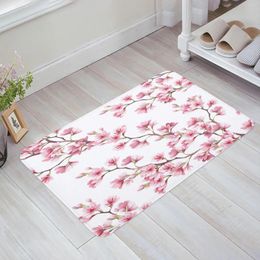Carpets Pink Flower Plum Branch Plant Kitchen Floor Mat Living Room Decor Carpet Home Hallway Entrance Doormat Anti Slip Rug