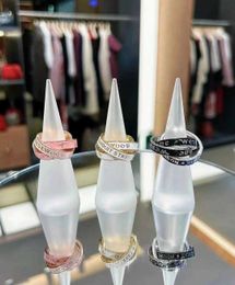Designer new arrivals Westwoods Three Rings Enamel Ring Female Fairy Wind Saturn Pink Black and White Nail