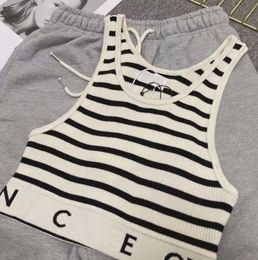 2023 summer designer Stripes t shirt Cropped Top T Shirts Women Knits Tee Knitted Sport Tank Tops Woman Vest Yoga Tees CC543