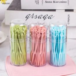 Forks 50pcs Disposable Animal Fruit Fork Cartoon Picks Double-toothed Plastic Desert Eco-friendly Material Cake Cocktail