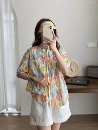 Women's Blouses Cotton Summer Hawaiian Shirts Hawaii Beach Print Fashion Resort Clothes Short Sleeve Blouse Plus Sizes Tops