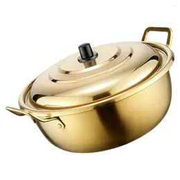 Double Boilers Instant Noodle Pot Soup Metal Ramen Korean Cooking Kitchen Noodles 400 Series Stainless Steel Lidded