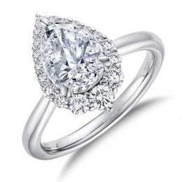 DEZO 2 Pear Shaped Engagement Ring For Women Genuine 925 Sterling Silver Created Diamond Wedding Promise Gift 240428