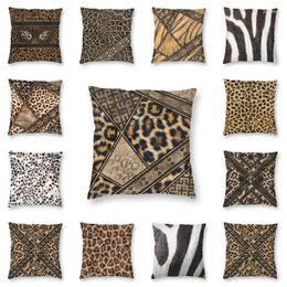 Pillow Ethnic Ornaments Brown Animal Leopard Print Cover Decoration Skin Throw For Living Room Double Side