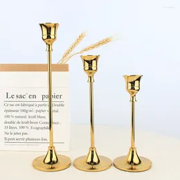 Candle Holders European Home Decore Metal Iron Plating Ornaments Wedding Decorations Western Food