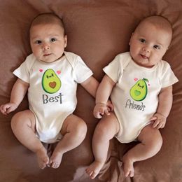 Rompers Best Friend Avocado Cartoon Twins Baby Boys and Girls Cute jumpsuit Fashion Harajuku Cotton Newborn Onesie Rope De BebeL2405