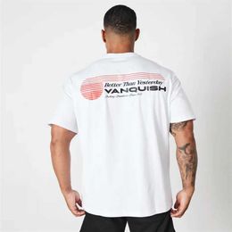 Men's T-Shirts White Athtics Division Mens Oversized T-shirt Gym Sports Fitness Cotton Round Neck Printed Short Seves Training clothing H240513