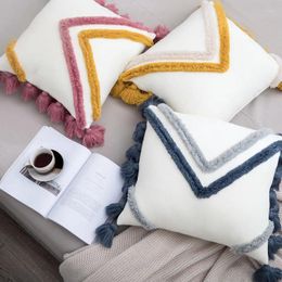 Pillow 2024 Kawaii Geometric Covers With Pom Decor Cover Couch Square Case Decorative Throw Cojine Almofada