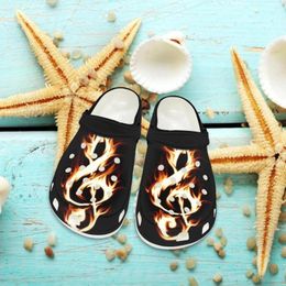 Slippers Nopersonality Burning Musical Note Design Strap 3D Printing Music Sandals Fashion Slides Wide Shoes Breathable