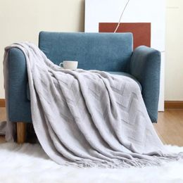 Blankets Spring Autumn Solid Colour Bedspread On The Sofa Knitted Bed Blanket With Tassels Plaid Women Shawl Home Decor