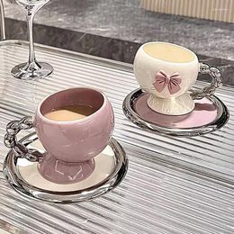 Mugs AhunderJiaz Modern High Beauty Ceramic Coffee Cup Set Cute Dish Combination Latte Mug