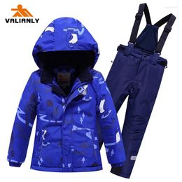 Clothing Sets VALIANLY Boys Ski Suits Winter Warm Kids Snowsuit Outdoor Jacket Pants 2 Pieces Snowboard Windproof Detachable Hood