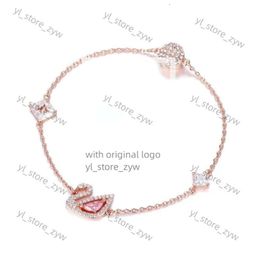 Bracciale Swarovskis Bracciale Donne Braccialetti di fascino di alta qualità originali Braccialetti rosa rosa rosa Swan 166e