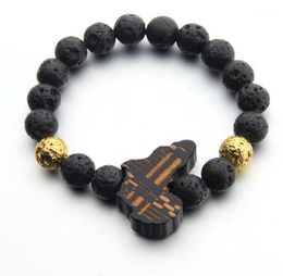 Charm Bracelets Natural Stone Africa Map Bracelet Gold Stones For Men Howlite And Volcanic Rock Lava11382189