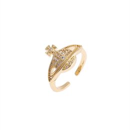 Brand Westwoods ring female Saturn minority design micro set zircon opening new product Nail