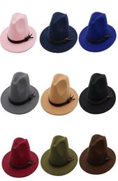 Jazz Formal Hat Panama Cap Men Women Felt Fedora Hats Winter wide Brim caps Woman Trilby Chapeau Lady headwear Fashion Accessories5281009