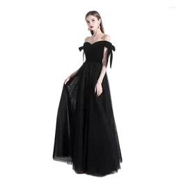 Party Dresses Sweet Memory Black Evening Sexy Boat Neck Robe Elegant Women Prom Gown Fashion Girl Lace Up Back Formal Dress