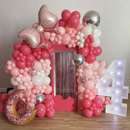 Party Decoration 202pcs Pink Birthday Themed For Girl Baby Shower Large Donut Bow Single Wedding Supplies 2024