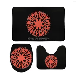 Bath Mats Fire Red 3pcs Bathroom Set Coral Velvet Toilet Rug Cover Anti Slip Carpet For Home Decor Logo